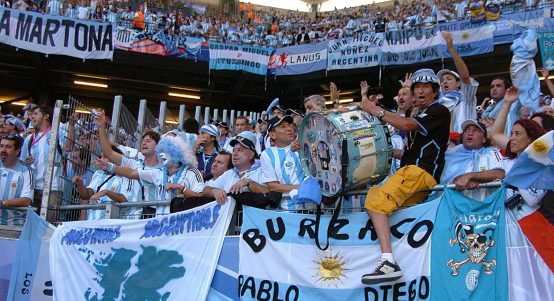 Argentina fans before their FIFA World Cup match against Cote d'Ivoire in Hamburg, Germany, June 2006.