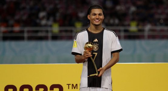 2nd Dec, 2023. Paris Brunner of Germany poses for a photo with the Golden Ball award following the FIFA U-17 World Cup Final match between Germany and France at Manahan Stadium.