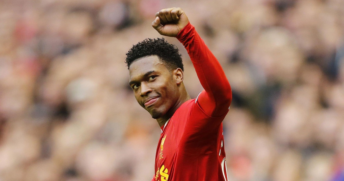 Liverpool's Daniel Sturridge celebrates scoring his sides fourth goal during the Barclays Premier League match between Liverpool and West Bromwich Albion held at Anfield in Liverpool, UK on Oct. 26, 2013.