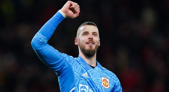 David de Gea during the UEFA Europa League match between Manchester United and Barcelona at Old Trafford, Manchester, February 2023.