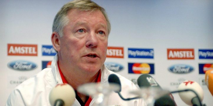 Manchester United's soccer coach Sir Alex Ferguson speaks during a press conference in Stuttgart, Germany, 30 September 2003. Ferguson commented on the forthcoming Champions League soccer game between the English soccer club Manchester United against VfB Stuttgart.