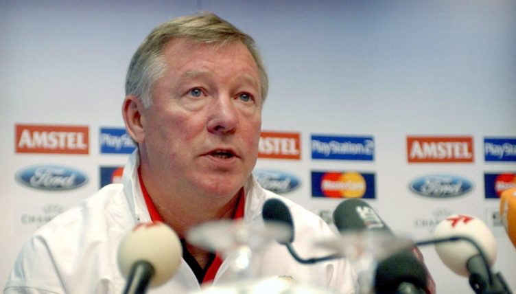 Manchester United's soccer coach Sir Alex Ferguson speaks during a press conference in Stuttgart, Germany, 30 September 2003. Ferguson commented on the forthcoming Champions League soccer game between the English soccer club Manchester United against VfB Stuttgart.