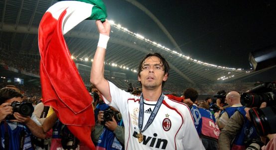 AC Milan striker Filippo Inzaghi after his team beat Liverpool 2-1 in the Champions League final. Olympic Stadium, Athens, Greece. 23 May 2007.