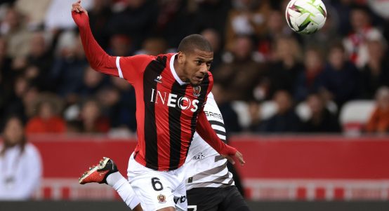 Nice, France. 5th Nov, 2023. Jean-Clair Todibo of OGC Nice heads the ball back to his goalkeeper Marcin Bulka during the Ligue 1 match at Allianz Riviera Stadium, Nice.