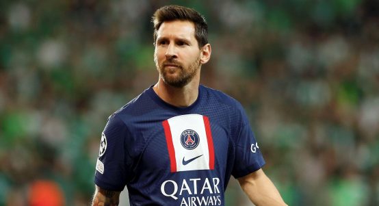 Lionel Messi of Paris Saint-Germain reacts during the UEFA Champions League group H football match between Maccabi Haifa and Paris Saint-Germain in Haifa, Isreal, on Sept. 14, 2022.