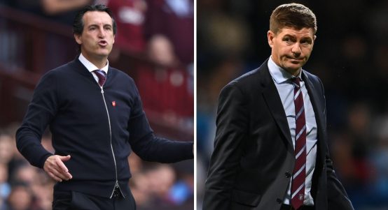Aston Villa managers Unai Emery (left) and Steven Gerrard (right)